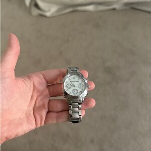 Michael Kors Silver Chronograph Watch with Stainless Steel Band